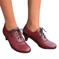 thumbnail image 1 of Bottes de Combat à Talons Kitten pour Femmes Rétro Hiver Automne en Cuir à Bout Rond Bottillons Courts à la Cheville Chaussures Oxford Vintage, 1 of 7
