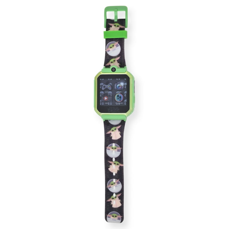 Star Wars Mandalorian iTime Unisex Touchscreen Smart Watch with Silicone Strap and Metallic Green Case 42MM