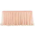 thumbnail image 1 of Falda de mesa elegante en color champán, ideal para decorar fiestas y eventos especiales. Hecha a mano con tul y satén, con forro antiarrugas para un manejo suave y fácil. Perfecta para mesas, 1 of 7