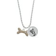 thumbnail image 2 of Delight Jewelry Silvertone Large Brown Crystal Dog Bone Silvertone Script Initial Disc - G - Charm Necklace, 20"+3", 2 of 4