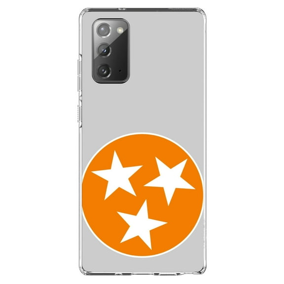 DistinctInk Clear Shockproof Hybrid Case for Galaxy Note 20 ULTRA (6.9" Screen) - TPU Bumper, Acrylic Back, Tempered Glass Screen Protector - Grey Orange Tennessee Flag - US State Flag