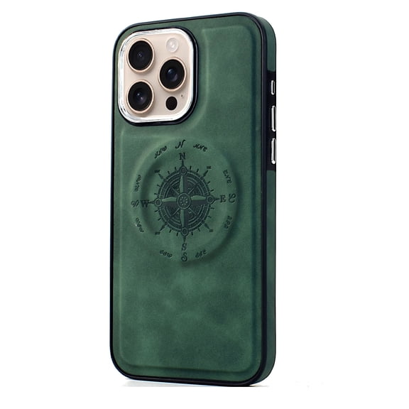 Allytechgroup Magnetic Shockproof Slim Fit Bumper PU Leather Back Cover Cell Phone Case for Apple iPhone 15, Green