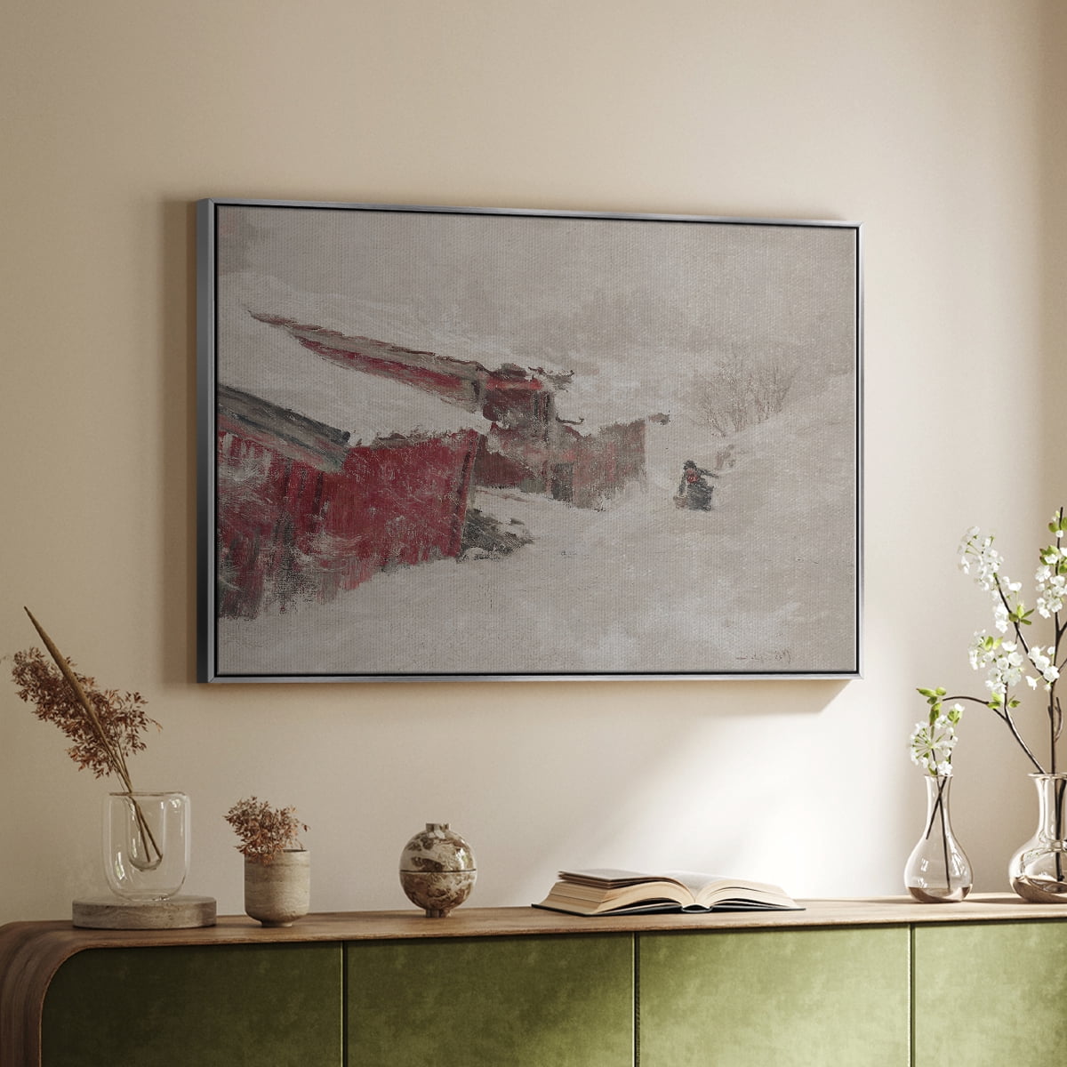 Vintage Botanical Print-XCI By Wexford Home Framed in Silver Wood Gallery Wrapped Canvas 25 in. x 37 in.