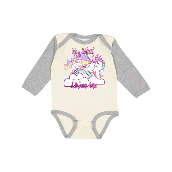 Inktastic My Mimi Loves Me Unicorn Girls Long Sleeve Baby Bodysuit