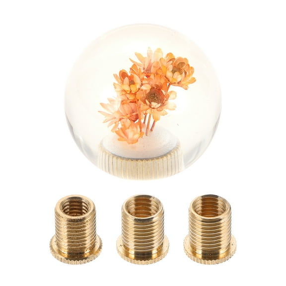 Unique Bargains Round Ball Shift Knob Universal Gear Shifter Knob Acrylic Stick Shifter Lever Knob for Automatic and Manual Vehicle with 3 Adapter Orange 1 Set