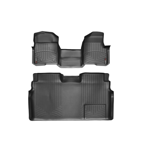 WeatherTech Custom Fit FloorLiners compatible with 2012-2014 Ford F-150 - 1st Row Over-The-Hump & 2nd Row, Black