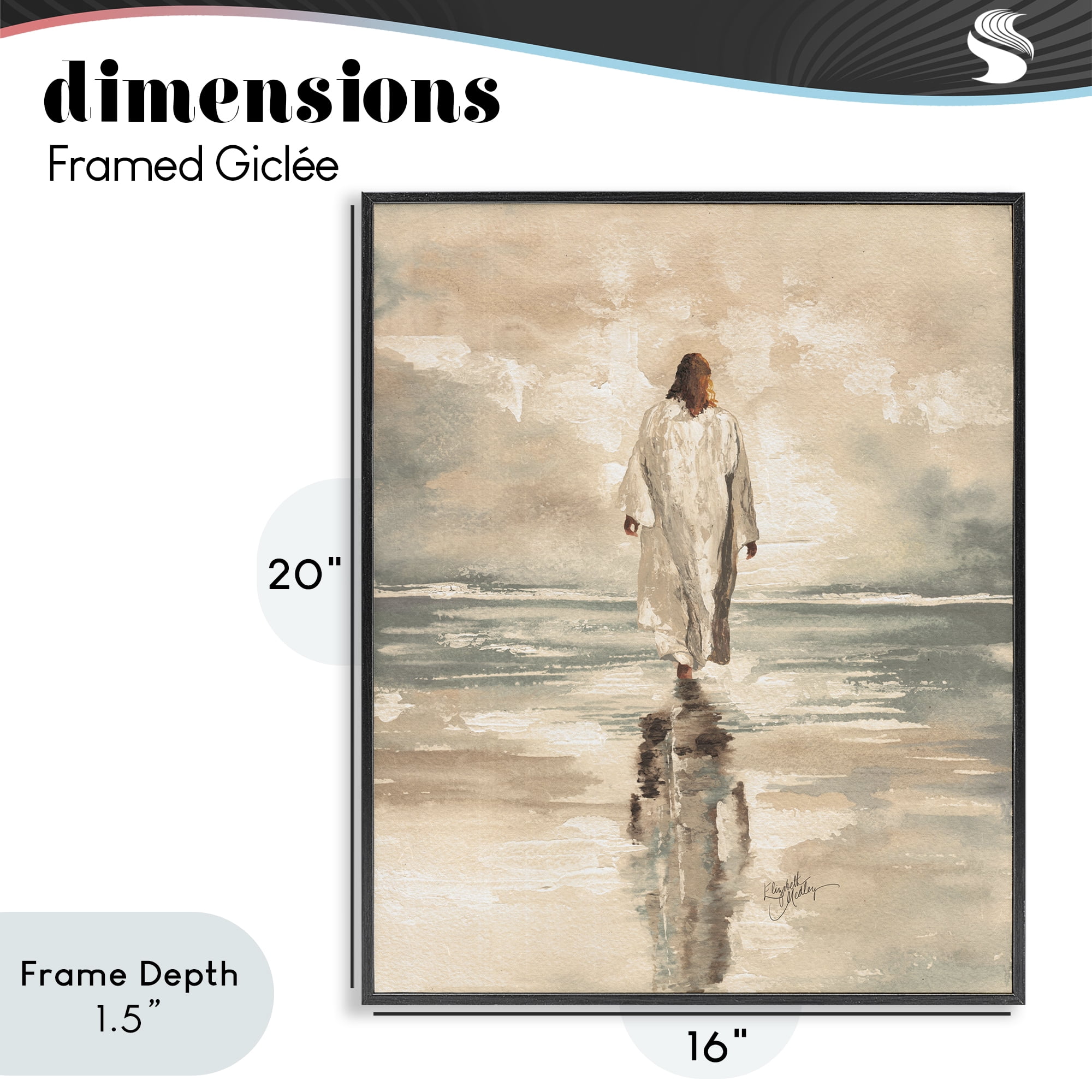 Stupell Industries Jesus Calms The Sea Black Framed Giclee Art, design by Elizabeth Medley
