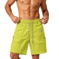 thumbnail image 5 of Men's Quick Dry 7-Inch Beach Shorts, Elastic Waist Drawstring Solid Color Swim Trunks with Zipper Pockets, Lightweight Breathable Summer Thin Shorts for Men Green, 5 of 5