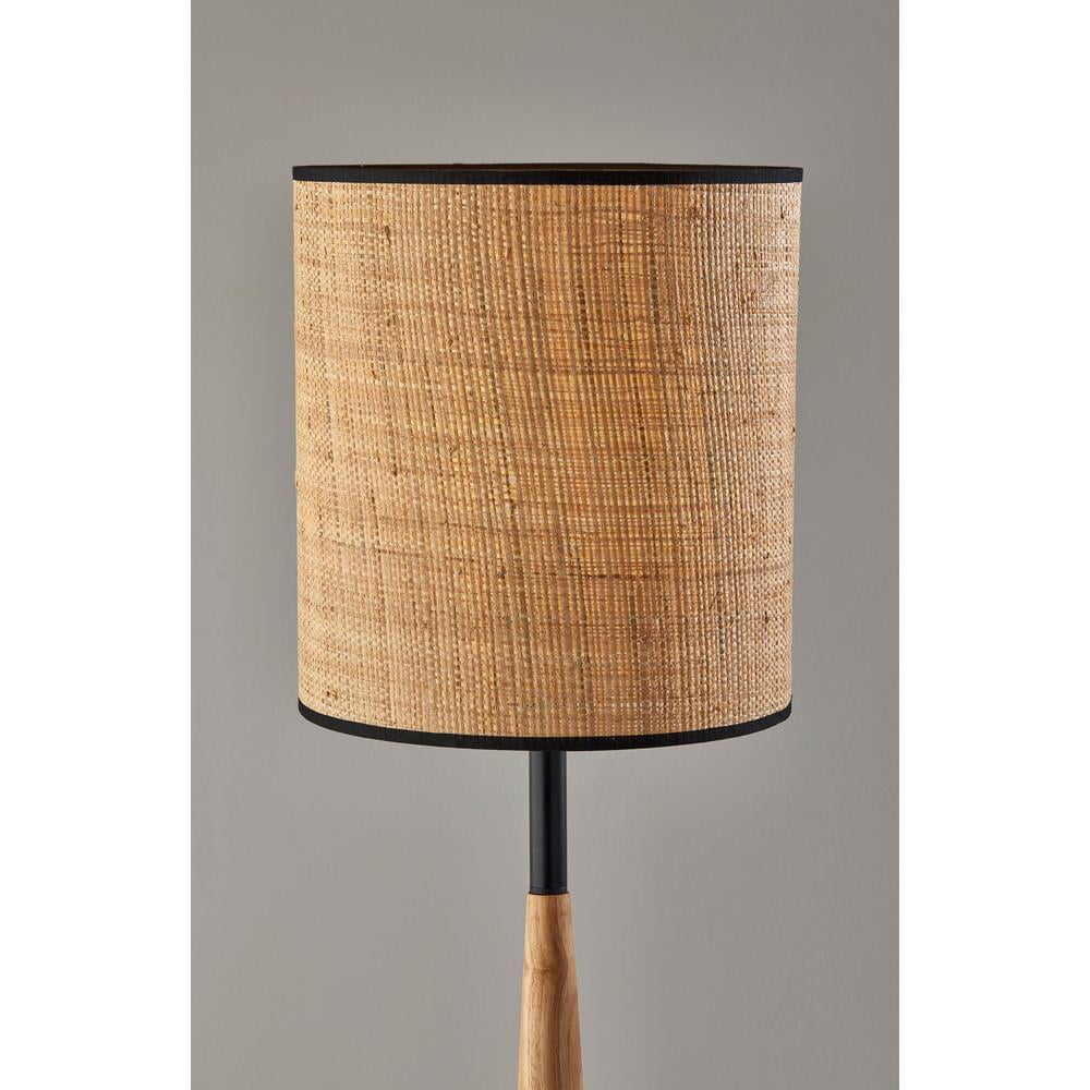 Adesso Cayman 63" Coastal Black & Natural Wood Standard Lamps Floor Lamp with Natural with Black Trim Shades