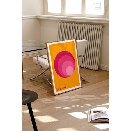 Poster Bauhaus Circle Poster , Minimal Bauhaus Art Print, Geometric Poster , Orange Pink Bauhaus Wall Art, Mid Century Poster | A084-UNFRAMED