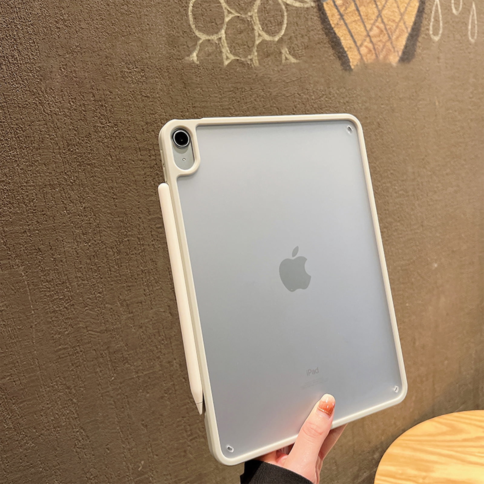 ELEHOLD for iPad 12.9 6th/5th/4th/3th 2022/2021/2020/2018 Case, Slim Thin Lightweight Shockproof Protective Yellowing Resistant Frosted Translucent Case Supports Pencil Charging,Gray