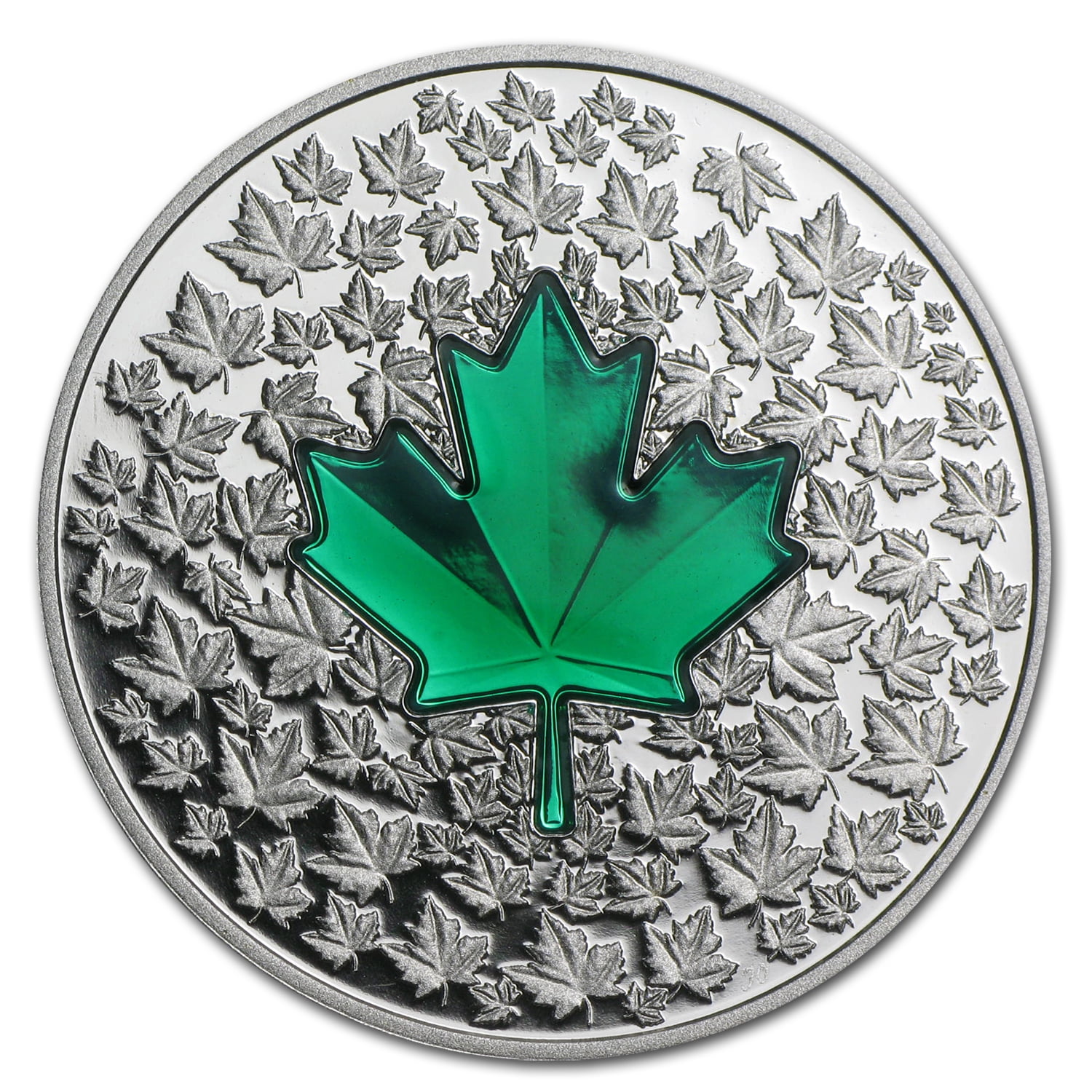 売り約5195 外国切手 インドネシア 2004年 民話 童話 20面入りシート 2014 Canada 1 oz Silver $20 Maple Leaf Impression (Green Enamel