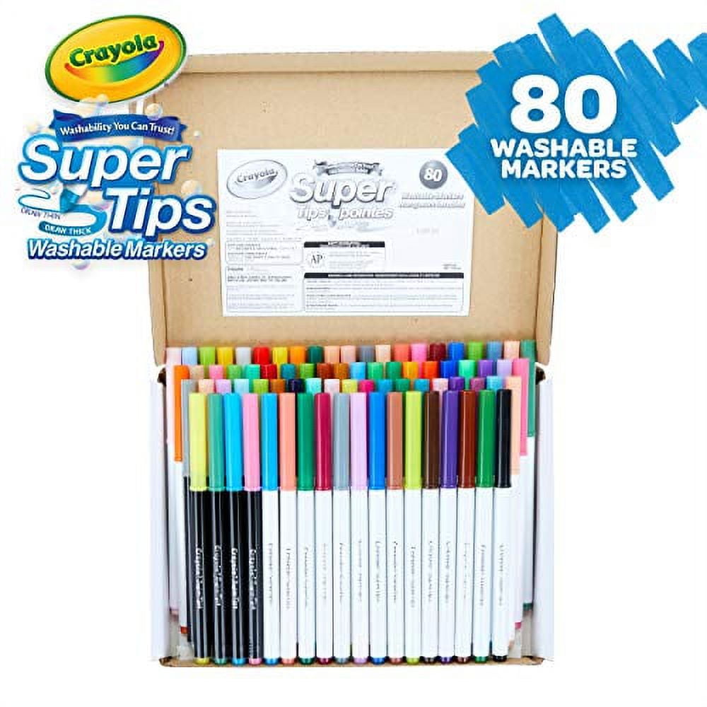 Crayola 80 Count SuperTips Washable Markers, Now with 80 Unique Colors, No  Duplicates, Gift 