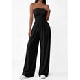 thumbnail image 6 of PRETTYGARDEN Womens Trendy Strapless Rompers Ruched Tube Top Wide Leg One Piece Jumpsuits Beach Vacation Summer Outfits, 6 of 7