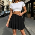 thumbnail image 2 of Bovxnpu Women's Mini Skirt Casual High Waisted Elastic Waist Stretchy Flare Skirts, 2 of 7