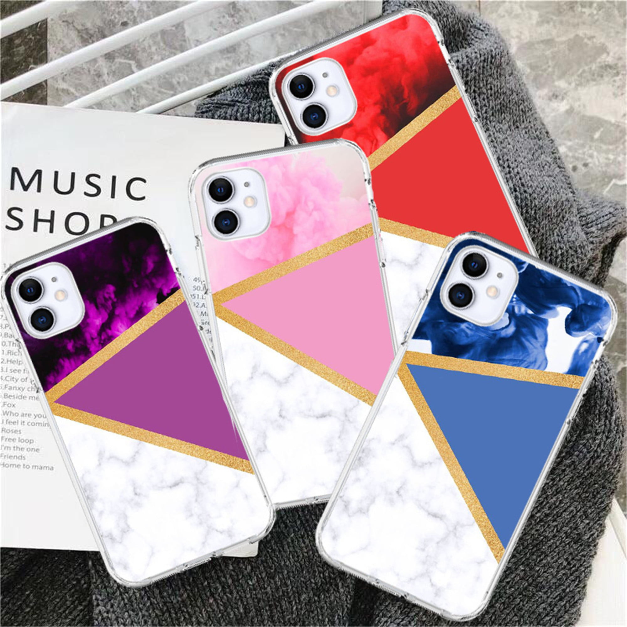 Luxury Marble Colorful Glitter Shimmer iPhone Case Cover for 11 12 13 mini Pro Max XS X XR 7 8 plus SE 2020