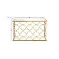 thumbnail image 4 of DecMode 49" x 31" Gold Metal Quatrefoil Design Geometric Console Table with Mirrored Glass Top, 1-Piece, 4 of 13