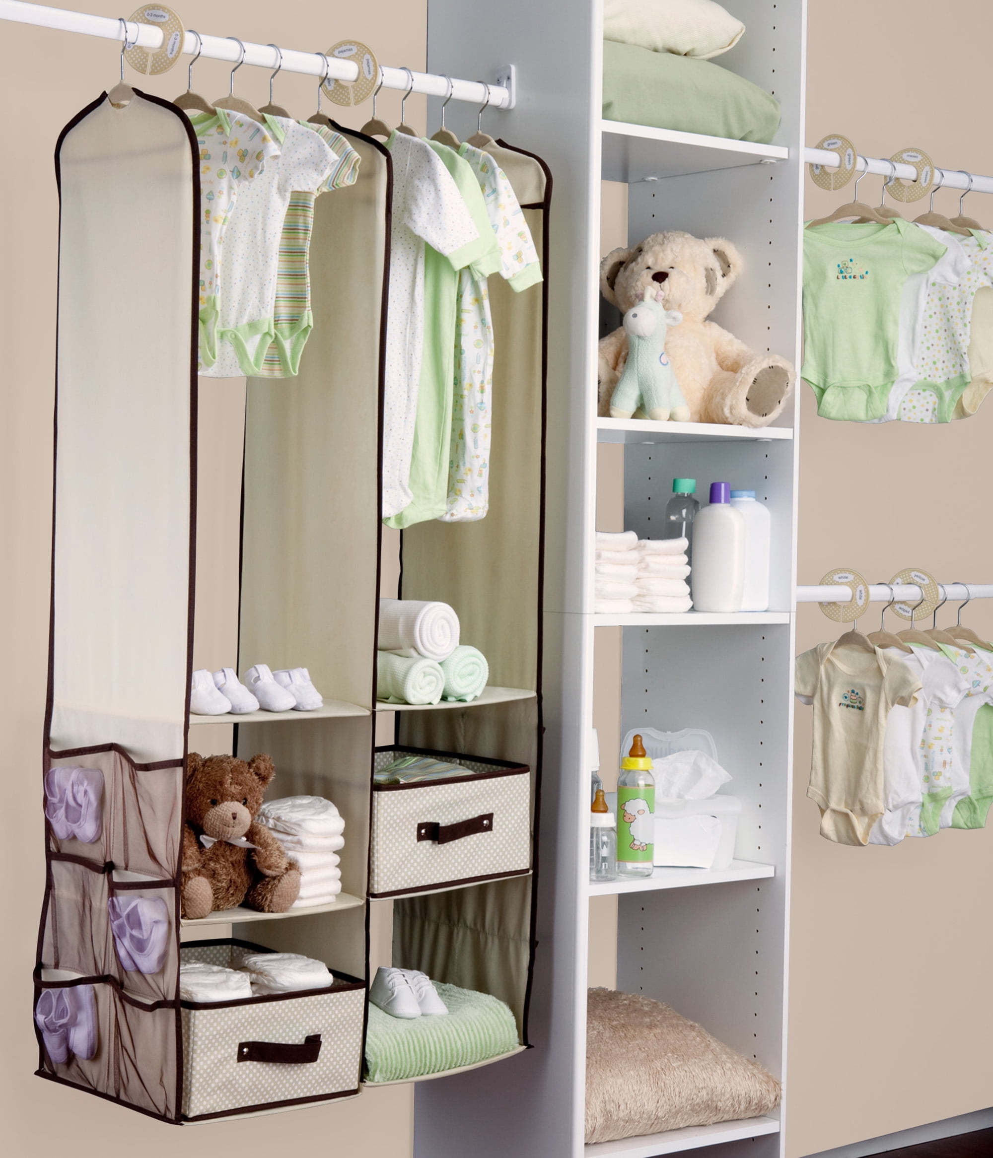 Nursery Closet Organizer Diaper Storage Hanging Door Bin Caddy Fabric Baby Decor 