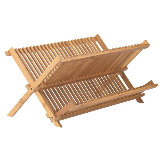 Helens Asian Kitchen Bamboo Foldable Compact Dish Drying Rack, 20.5-Inches x 13-Inches