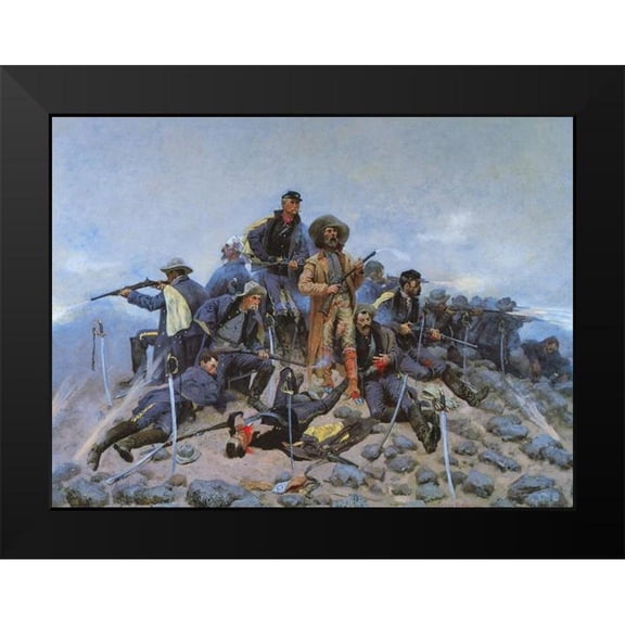 Remington, Frederic 14x12 Black Modern Framed Museum Art Print Titled - The Last Stand