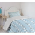 thumbnail image 4 of Ambesonne Cartoon Quilted Bedspread Set 2 Pcs, Counting Sheep Pattern Art, Twin Size, Pale Blue White, 4 of 6