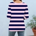 thumbnail image 4 of 3/4 Sleeve Shirts for Women Spring Striped Crewneck Business Casual Tops, Loose Three Quarter Length Work Blouses, Striped Printed Comfortable Top, Limited Time Off, 4 of 6