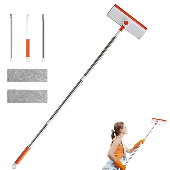 UHIAGREE 3-in-1 Window Squeegee for Home, 52" Window Cleaning Kit with 2 Microfiber Cloths