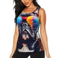thumbnail image 1 of Balery Rainbow Bulldog Sunglasses Camiseta sin mangas estampada ligera para mujer, tops de entrenamiento sin mangas, camisetas de yoga transpirables de secado rápido.-Medium, 1 of 7