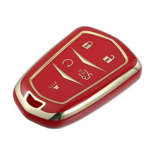 Unique Bargains Housse de Clé de Voiture 5 Boutons Télécommande Étui de Clé TPU Protecteur Complet Rouge pour Cadillac XT5 2017-2020