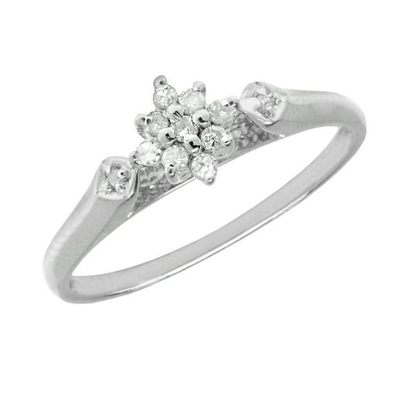 Sterling Silver Diamond Cluster Ring