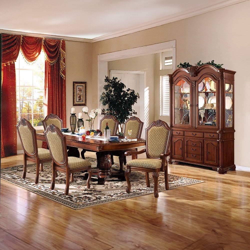 Acme Furniture Chateau De Ville Traditional Fabric Dining Chairs, Cherry (Set of 2)