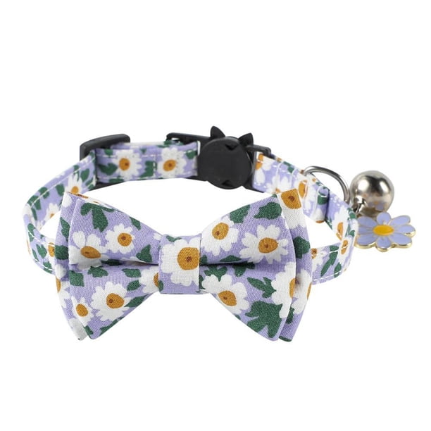 Collar De Gato Con Pajarita Y Campana, Collares Florales Clásicos Para Gatitos Con Pajarita Extraíble, Collar Ajustable Para Gatito, Cachorro, Perros Pequeños Scienceny PT002755-03