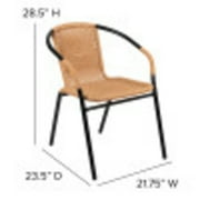 Flash Furniture Lila 4 Pack Beige Rattan Indoor-Outdoor Restaurant Stack Chair
