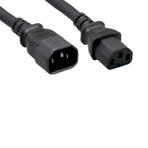 3ft 3Prong Female-Male Power Adapter Cable Cord IEC-320 C13 to C14 125V 15A 14/3 