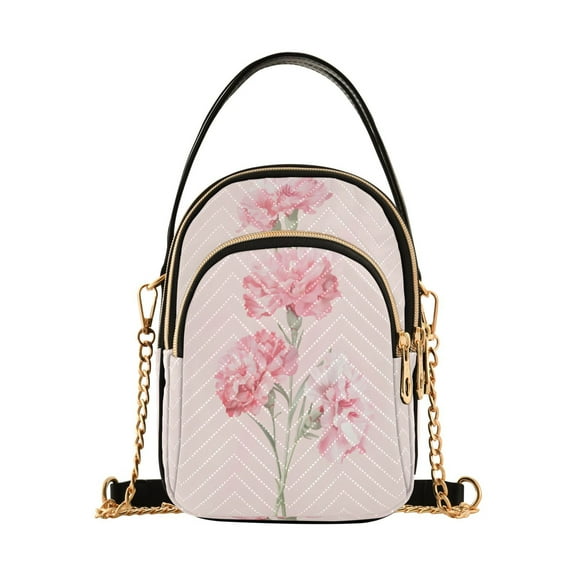 ALAZA Chain Crossbody Bags for Women Pink Carnation Shoulder Handbag Phone Purse