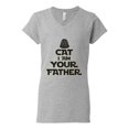 thumbnail image 3 of Cat I Am Your Father Cat Lover Womenâ€™s Standard V-Neck Tee, Heather Grey, Small, 3 of 5