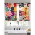 thumbnail image 3 of Spring Floral Semi Sheer Curtains 54 Inch Length 2 Panels Set, Vintage Plaid Summer Botanical Colorful Sheer Kitchen Curtain Privacy Voile Window Curtain for Living Room Bedroom Rod Pocket Drapes, 3 of 7