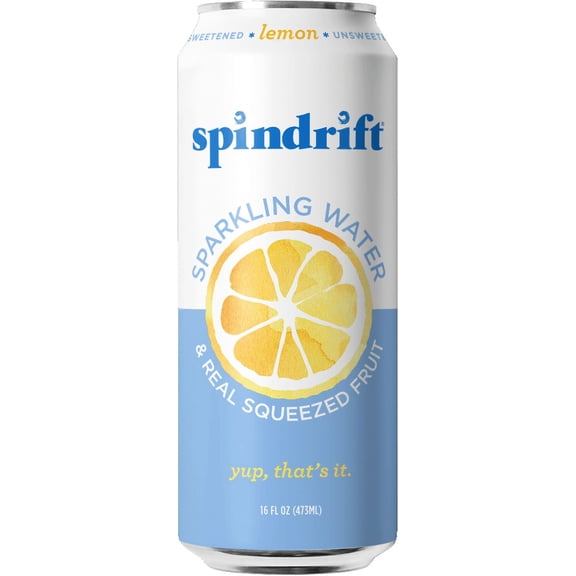 Spindrift Lemon Sparkling Water 16 oz Cans (Pack of 12)