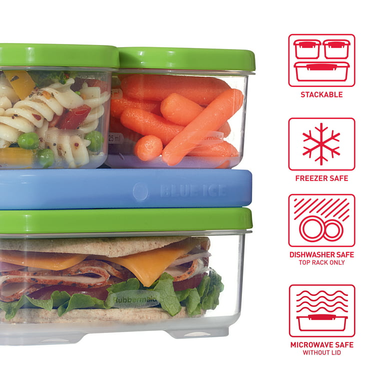 Rubbermaid LunchBlox Sandwich and Meal Prep Containers, 2 Pack Set, Stackable & Microwave Safe Lunch Containers