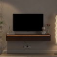 thumbnail image 4 of Modern Floating TV Stand with LED Lighting & Power Outlets, Wall-Mounted Storage Shelf with USB Ports & Cord Management for Living Room Entertainment Systems, 4 of 7