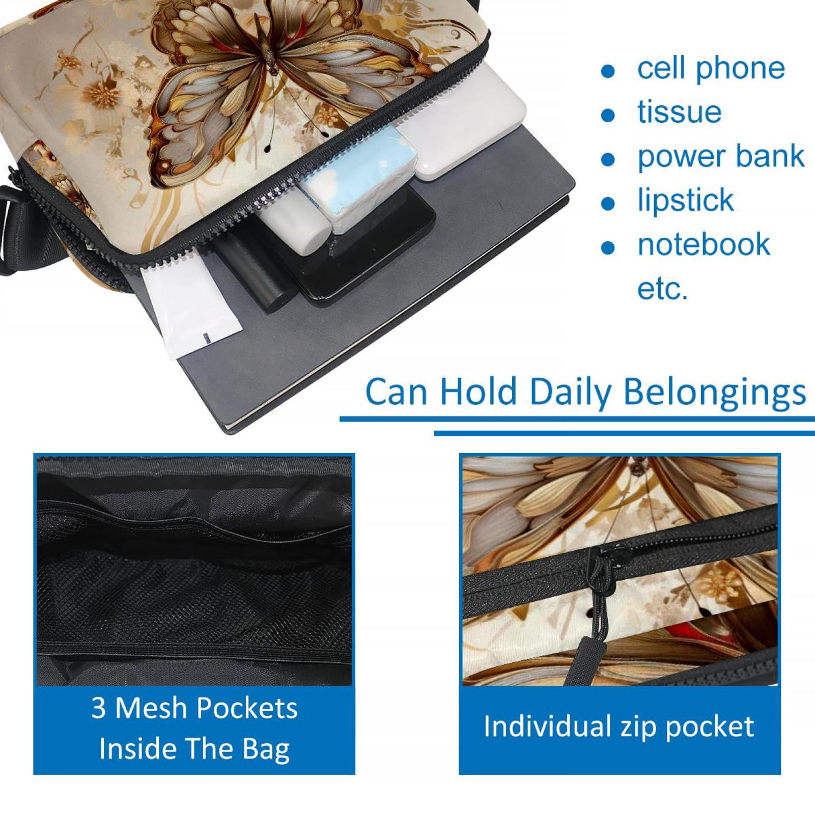 Butterflies Adjustable Lightweight Waist Bag Fanny Pack Crossbody Bag with Extension Strap Unisex