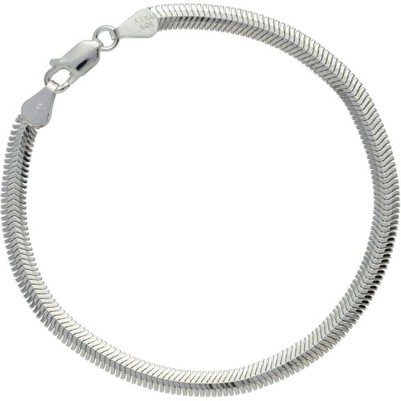 Sterling Silver 4.2mm Oval DC Snake Bracelet on a Glitter Box, 7.5"