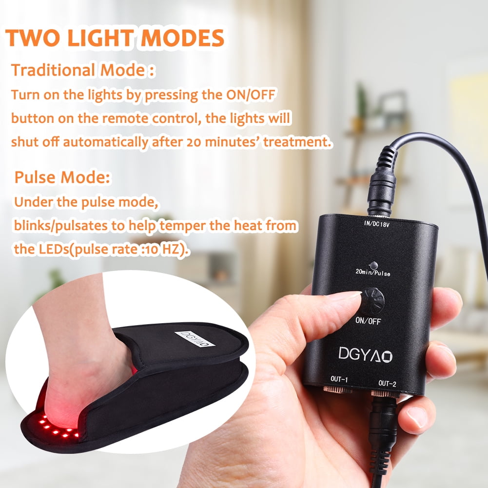 DGYAO Red Light Slippers for Feet - with Pulse Mode, Timer, Portable Infrared Light Home Device