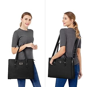 MOSISO Laptop Tote Bags for Women 15.6 inch laptops Curved Waterproof PU Leather Briefcase with Small Pouch