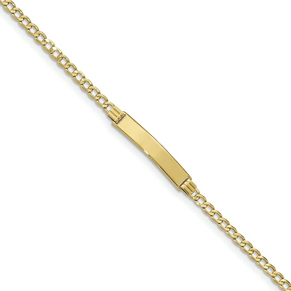 Primal Gold 14 Karat Yellow Gold Semi-Solid Cuban ID Bracelet