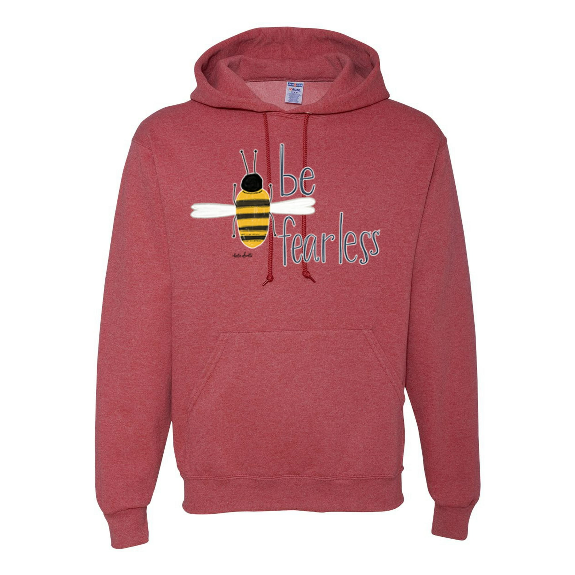 Wild Bobby, Be Fearless Buzzing Bee Pop Culture Unisex Graphic Hoodie Sweatshirt, Vintage Heather Red, Medium, Men's