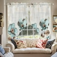 thumbnail image 2 of Blue Broccoli Swag Valances for Windows 2 Pack Vintage Flower Victorian Style Swag Kitchen Curtains 45 Inches Long Rod Pocket Short Window Treatment for Kitchen Bathroom 36"x45", 2 of 8