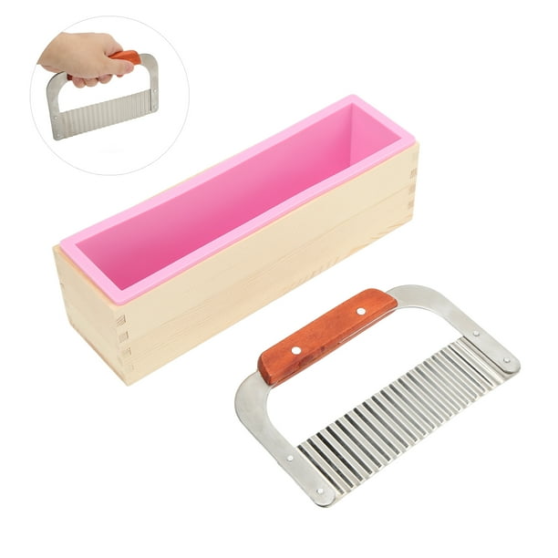 BENECREAT Ensemble d'outils de coupe de savon, moules à savon réglables en bois de pin avec coupe-savon en acier inoxydable pour la fabrication de savon fait à la main, bougies, bricolage