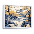 thumbnail image 3 of Designart "China's Blossoming Landscape in Blue and Yellow II" Extra Large Landscapes Framed Wall Art - Traditional Blue China Hallway Framed Wall Art Decor, 3 of 7
