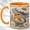 Orange, variant on Daisy Parasol Bird Coffee Mug, Garden Robin Mug, Ceramic 11 oz